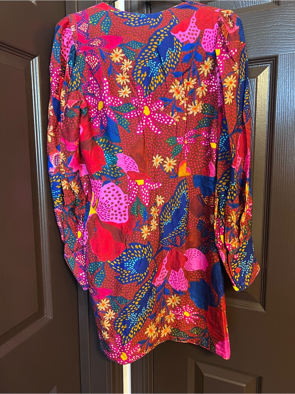 FARM Rio Multicolor Red Floral Patchwork Mini Dress - Picture 8 of 11